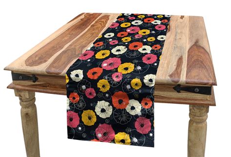 Floral Table Runner Flower Pattern With Colorful Arrangement Of Spring