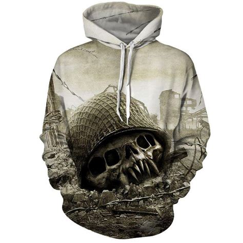 Cloudstyle New Skull 3d Hoodies Men Skull Soldier War Ruins 3d Print