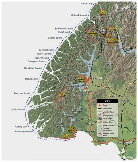 Where Is Sounds Fiordland National Park Map New Zeala