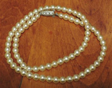 Faux Pearl Single Strand Necklace With Rhinestone Clasp C S By Thejeweledbear On Etsy