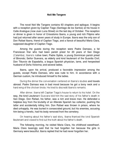 Synopsis Of Noli Me Tangere Fiction And Literature Free 30 Day Trial