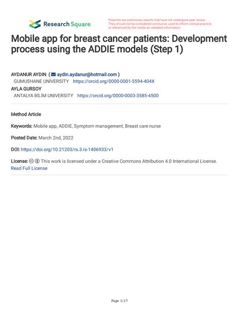 Pdf Mobile App For Breast Cancer Patients Development Process Using