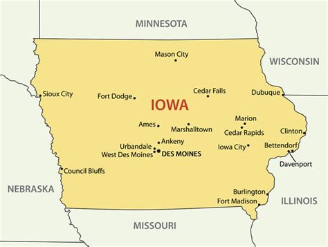 Iowa Map Guide Of The World