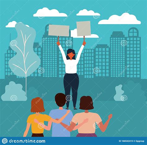 Woman Protesting For Human Rights Vector Design Stock Vector