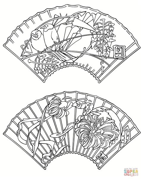 Japanese Fans Coloring Page Free Printable Coloring Pages