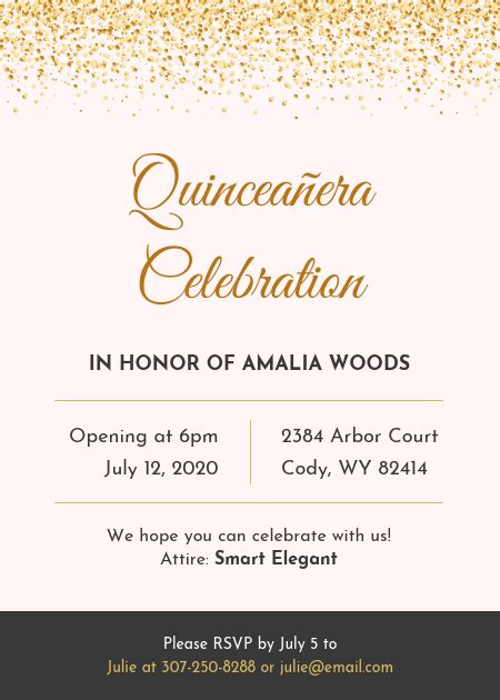 Gold Quinceanera Invitation Template