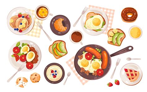 Healthy Breakfast Vector Illustration A Set Of Food For Breakfast