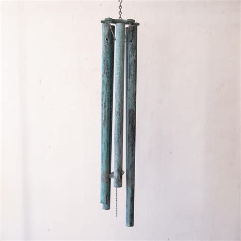 Monumental Patinated Bronze Wind Chimes In The Style Of Walter Lamb At