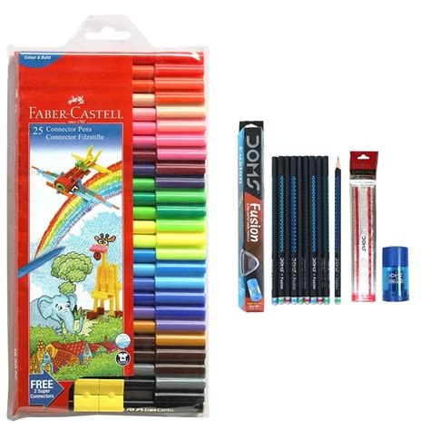 Faber Castell Connector Pen Set Pack Of 25 Assorted And Doms Fusion