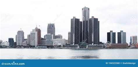 Detroit City Buildings Created With Four Images Stitched Together To