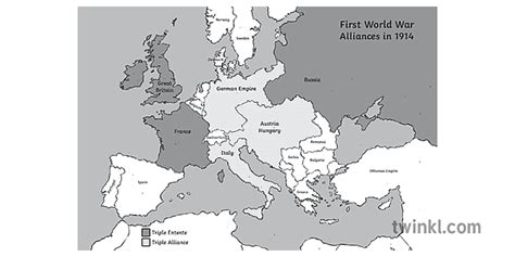 Wwi Alliances Map Schwarz Weiß Twinkl