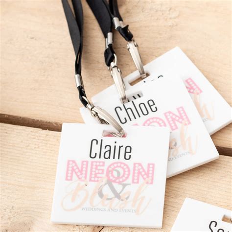 Custom Printed White Acrylic Branded Event Lanyards By Funky Laser
