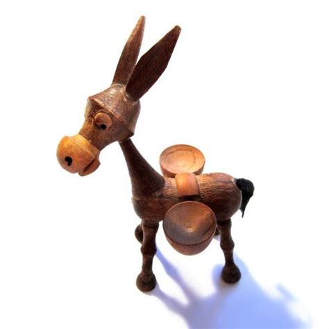 Vintage Miniature Carved Wood Donkey Figurine By Vintagepennylane