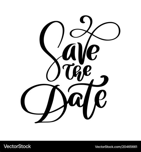 Save The Date Text Postcard Wedding Phrase Vector Image