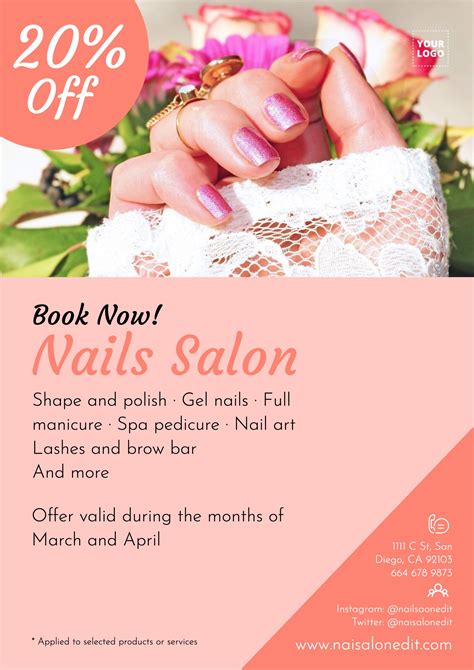 Nails Salon Poster With Discounts In 2021 Nail Salon And Spa Nail