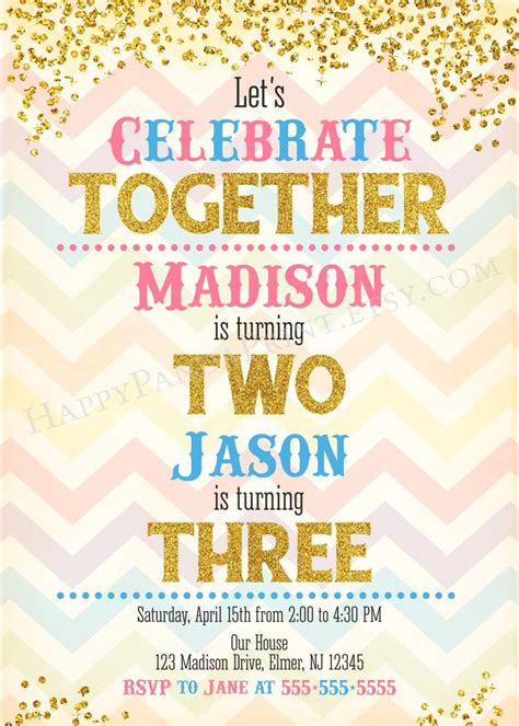 Joint Birthday Invitation Double Birthday Party Lets Celebrate
