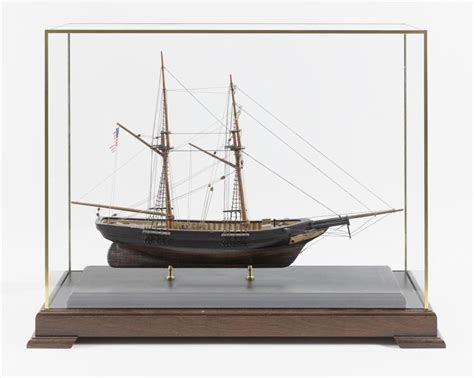 Lot Cased Folk Art Model Of A Schooner Hull Built Up From The Solid