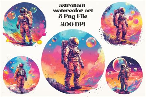 Astronaut Watercolor Sublimation Png Bundle