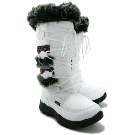 ladies waterproof arctic winter snow calf flat rain boots faux fur women sz 3 8 ebay
