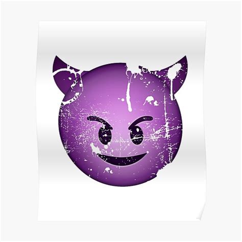 Devil Face Purple Distressed Emoji Poster For Sale By Ndubrey Redbubble
