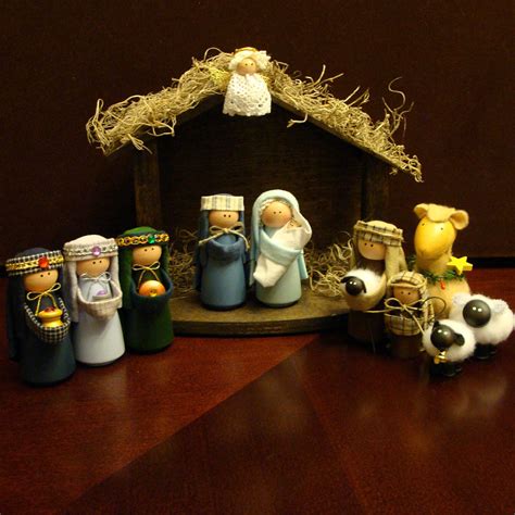 Nativity Set 11 Pieces Including Handcrafted Stable Handmade
