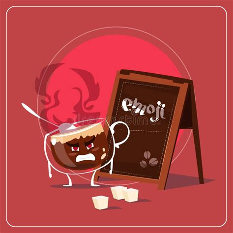 Cartoon Coffee Cup Sad Angry Face People Emoji Stock Vector