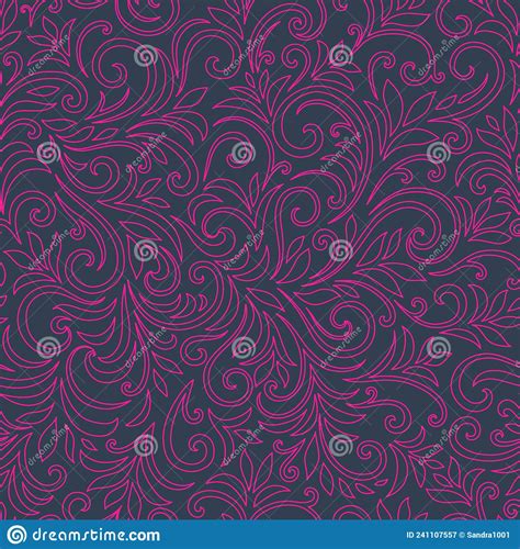 Elegant Seamless Pattern With Leaves And Curls Luxury Floral