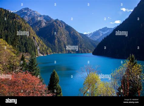 Long Lake Jiuzhaigou Valley Sichuan China Stock Photo Alamy