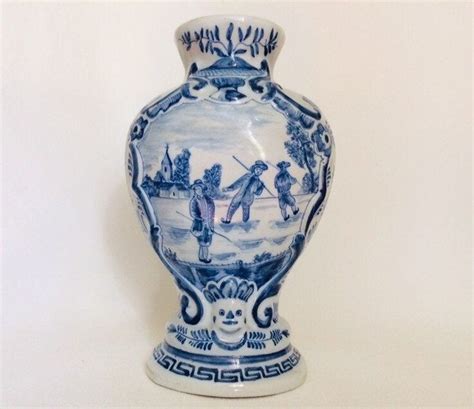 18th C Delft Faience Vase Antique 1700s Blue White Ginger Etsy