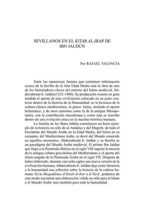 Sevillanos En El Kitab Al Ibar De Ibn Jaldún Docslib
