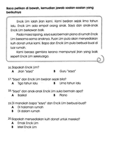 Penulisan Latihan Bahasa Melayu Tahun 2 : Latihan Bahasa Melayu Tahun 1