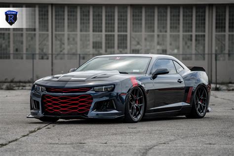 Custom Grille And Red Accents Looking Modern On Gray Chevy Camaro