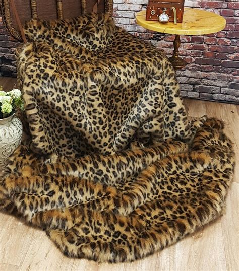 Gold Leopard Faux Fur Fabric Per Meter Faux Fur Throws Fabric And