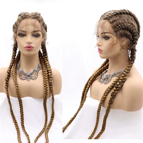 Buy Xiweiya Super Long 36inch Mixed Brown Hand Braided Lace Front Wigs