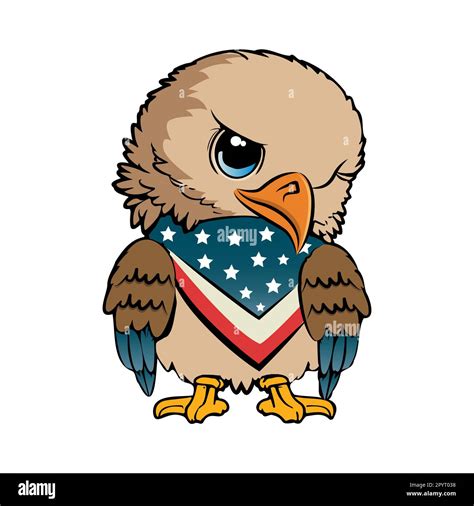 Cute Cartoon Patriotic Eagle Vector Illustration Stock Vector Image
