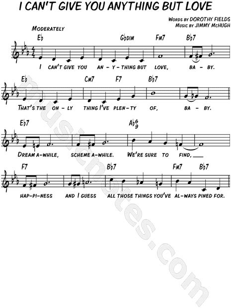 Jimmy Mchugh I Cant Give You Anything But Love Sheet Music Leadsheet In Eb Major