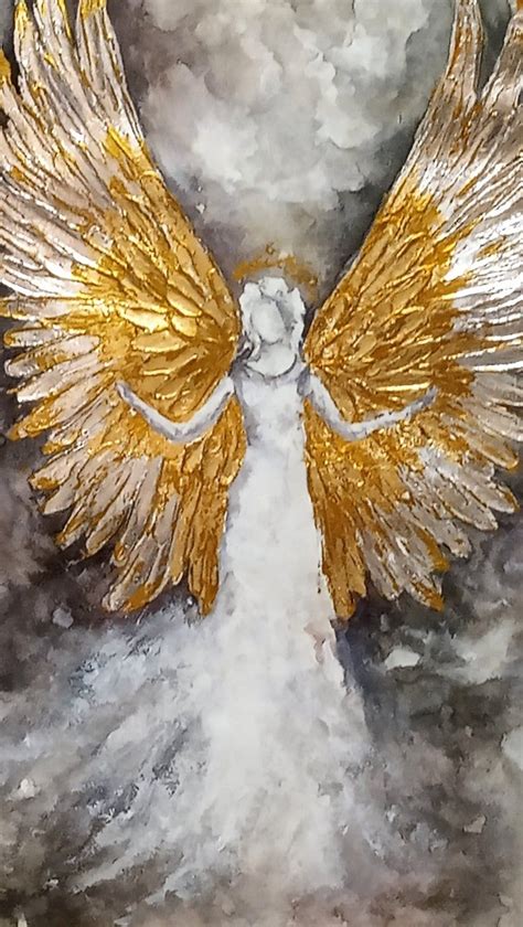 Aquarell Engel Gold Silber Engel Flügel Abstrakte Weißengel Etsy