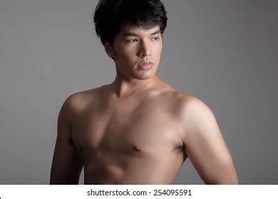 Portrait Handsome Asian Male Model Shirtless Stock Photo 254095591