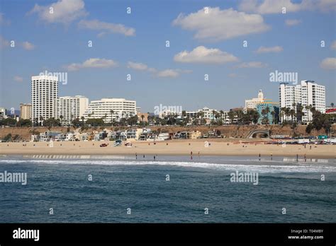 Beach Santa Monica Pacific Ocean Los Angeles California Usa Stock