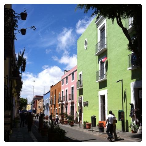Colourful Street In Puebla Mexico Puebla Street View Street
