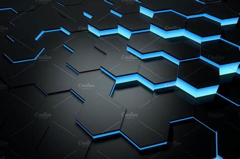 Glowing Blue Hexagon Background Containing Network Wallpaper And Tile