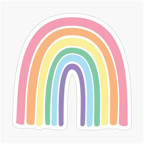 Rainbow Pastel Kawaii Cute Aesthetic Boho Sticker By Candymoondesign
