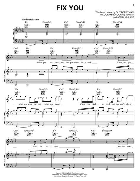 High up above or down below when you're. Fix You | Sheet Music Direct