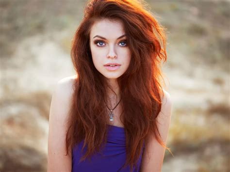 Sexy Slim Blue Eyed Long Haired Red Hair Teen Girl Wallpaper