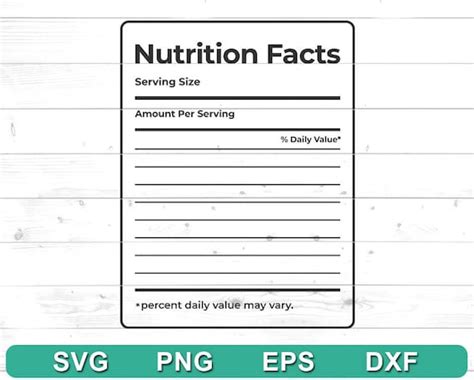 Blank Fillable Nutrition Facts Label Template For Apparel Etsy Australia