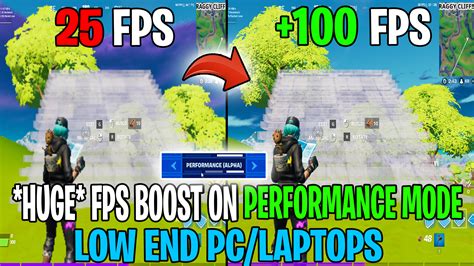 How To Optimize Fortnite Performance Mode On Low End Pc 100fps Huge