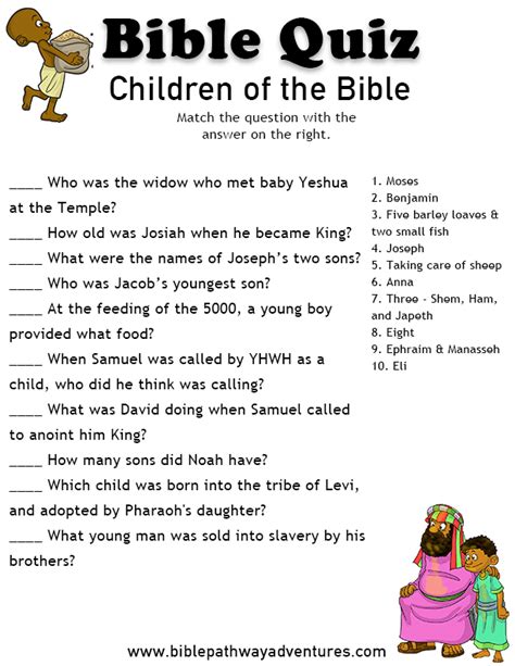 Printable Bible Quiz Children Of The Bible Bible Quizzing For Kids
