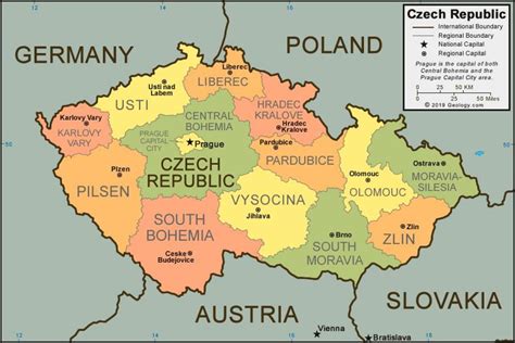 Map Of Prague And Surrounding Countries Prague Country Map Bohemia