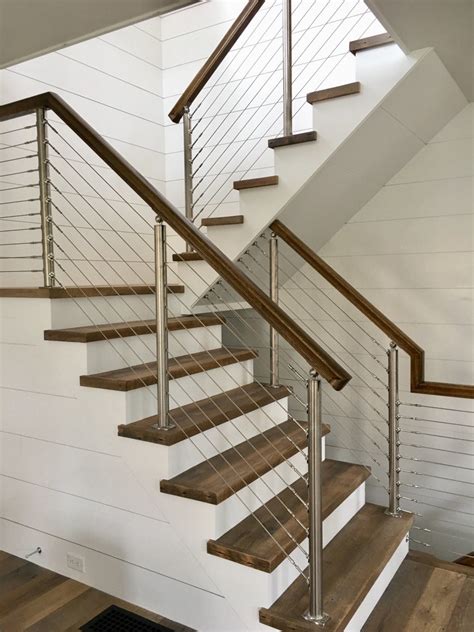 Wood And Cable Stair Railing Cable Railing With Wood Posts Diy