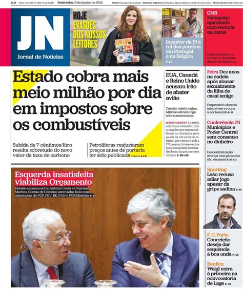 Capa Jornal De Notícias 10 Janeiro 2020 Capasjornaispt